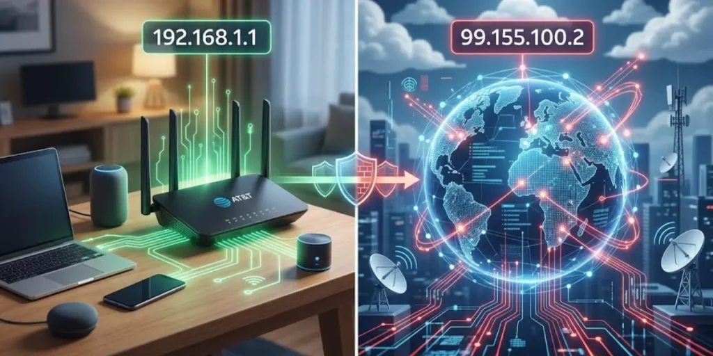 AT&T Router IP Address vs Public IP Address
