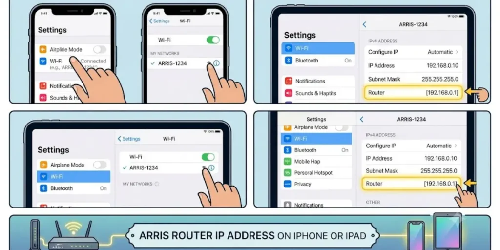 Arris Router IP Address on iPhone or iPad
