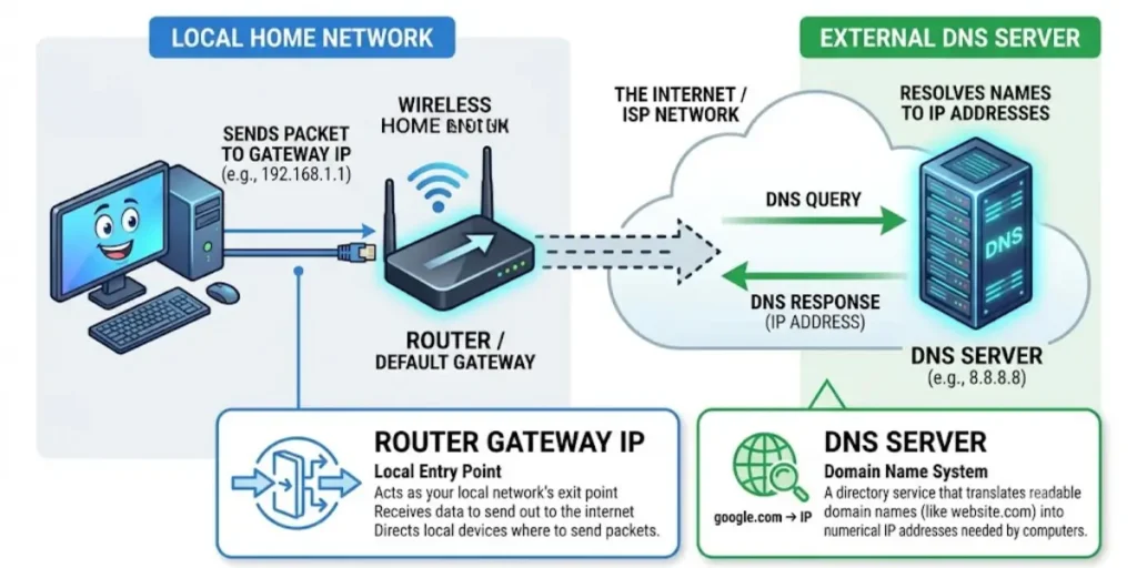 Router Gateway IP vs DNS Server