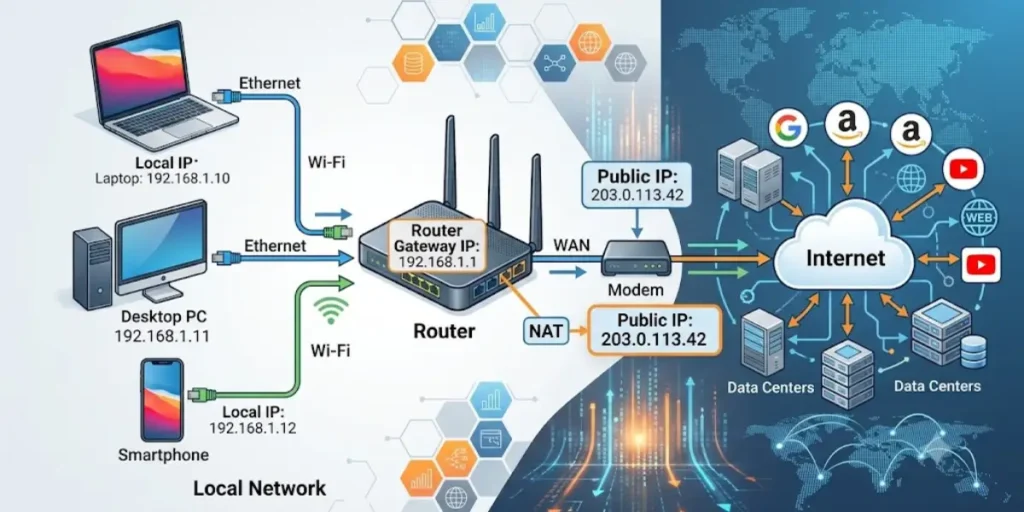 Router Gateway IP vs Public IP Address