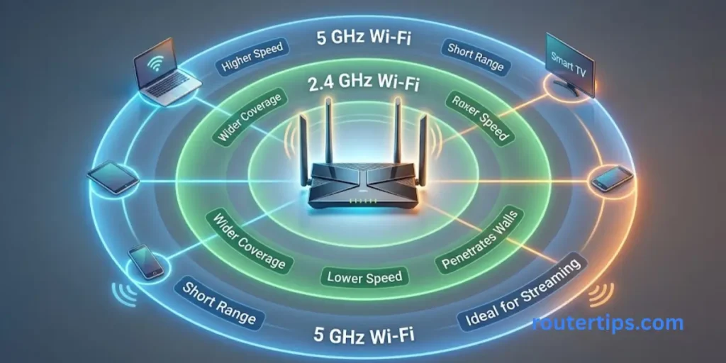 Dual Band 2.4 GHz and 5 GHz Wi-Fi