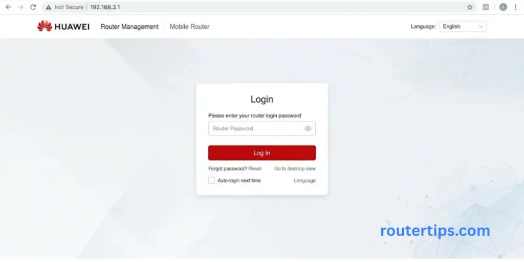 Huawei Router Login at 192.168.3.1